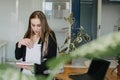 Multitasking Skills Employers, Work burnout, Tired At Work. Busy young blonde businesswoman with many papers and Royalty Free Stock Photo