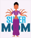 Multitasking super mom concept with Indian woman - Vector Royalty Free Stock Photo