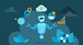 Multitasking support of chat bot, artificial services for customers with busy robot