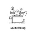 multitasking worker icon. Element people at the workplace for mobile concept and web apps. Thin line icon for website design and d