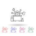 Multitasking worker multi color icon. Simple thin line, outline of people in the work icons for ui and ux, website or