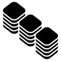 Multitier, layered icon for computing, or generic stack theme. Harddisk, harddrive icon, symbol
