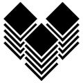 Multitier, layered icon for computing, or generic stack theme. Harddisk, harddrive icon, symbol