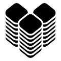 Multitier, layered icon for computing, or generic stack theme. Harddisk, harddrive icon, symbol
