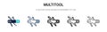 Multitool icon in filled, thin line, outline and stroke style. Vector illustration of two colored and black multitool vector icons