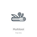 Multitool icon. Thin linear multitool outline icon isolated on white background from free time collection. Line vector multitool