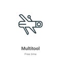 Multitool outline vector icon. Thin line black multitool icon, flat vector simple element illustration from editable free time Royalty Free Stock Photo