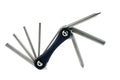 Multitool for repair of bicycles with various attachments with allen wrenches and screwdrivers on white Royalty Free Stock Photo