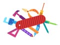 Multitools foldable multifunctional tools multitasking versatile set of pocket work equipment symbol