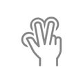 Multitouch for three fingers line icon. Touch screen finger gesture symbol