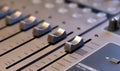 Multitrack audio sound mixer table - close up Royalty Free Stock Photo