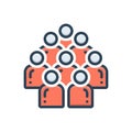 Color illustration icon for Multitude, crowd and mob