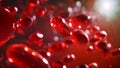 A multitude of red blood cells suspended in mid-air, creating a vibrant and dynamic composition, Nanocapsules releasing medication