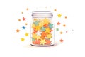 multitude of tiny origami stars in a glass jar