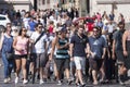 Multitude of tourist walking Royalty Free Stock Photo