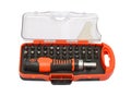 Multiuse screwdriver kit isolated on white Royalty Free Stock Photo
