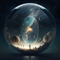 Multiverse in glossy sphere concept generative AI Royalty Free Stock Photo