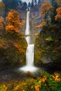 Multnomah Falls in Autumn colors Royalty Free Stock Photo