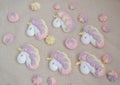 Multycolored candy unicorn meringue for birthday party