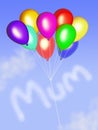 Mum in clouds with balloons