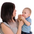 Mum, the son and an apple Royalty Free Stock Photo