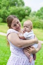 Mum walks with the child Royalty Free Stock Photo