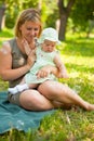 mum walks with the child Royalty Free Stock Photo