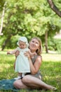 Mum walks with the child i Royalty Free Stock Photo