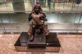 MUMBAI AIRPORT, INDIA DECEMBER 31, 2018: Publicly exhibited antic wooden sculpture of Hanuman, known as the Lord of Celibacy,