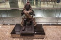 MUMBAI AIRPORT, INDIA JANUARY 02, 2019: Publicly exhibited antic wooden sculpture of Hanuman, known as the Lord of Celibacy,