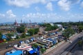 Mumbai, August 2019, India: Downtown view of mumbai port area. Busy crane and truck working in Dock area of Mumbai