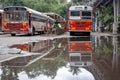 Mumbai,India August-25-2019: City`s public transport BEST buses stranded at a depot. The BEST public tranport company is sufferin