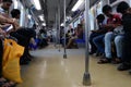 Mumbai,India,August-13-2019: Due to unemployment in India Mumbai metro trains are facing fall in commuters traffic