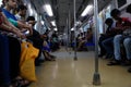 Mumbai,India,August-13-2019: Due to unemployment in India Mumbai metro trains are facing fall in commuters traffic