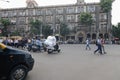 Mumbai,India,August-16-2019:Pedestrians recklessly jay walking on roads igboring running vehicular traffic