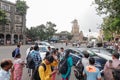 Mumbai,India,August-16-2019:Pedestrians recklessly jay walking on roads ignoring running vehicular traffic