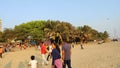 18.03.2023- Mumbai, India: Mumbai beach in the evening