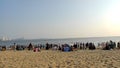 18.03.2023- Mumbai, India: Mumbai beach in the evening