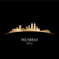 Mumbai India city skyline silhouette black background