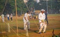 Unidentified boys practicing batting to improve cricketing skills at Mumbai ground Royalty Free Stock Photo
