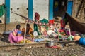 Indian poor people live near Suburban Railway in Dharavi Slum at Mumbai. India Royalty Free Stock Photo