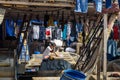 Indian woker washing clothes in Dhobi Ghat is outdoor laundry in Mumbai. India Royalty Free Stock Photo