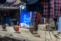 Indian woker washing clothes in Dhobi Ghat is outdoor laundry in Mumbai. India Royalty Free Stock Photo