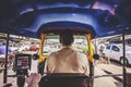 Mumbai, India: Inside rickshaw car in the main road traffic