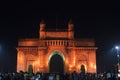 MUMBAI, INDIA, January 2018, People at Gateway of India lit at night Royalty Free Stock Photo