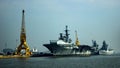 Mumbai, India - October 23, 2018: INS Viraat Centaur-class aircraft carrier of the Indian Navy in the state of Maharashtra Royalty Free Stock Photo