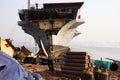 Mumbai/India - 23/11/14 - Ship Breaker stood in front of INS Vikrant in Darukhana Ship Breaking Yard