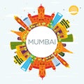 Mumbai India Skyline with Color Buildings, Blue Sky and Copy Spa