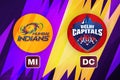 Mumbai Indians Vs Delhi Capitals Cricket Match Fixture editorial backdrop