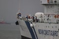 Indian coast guard war ship. Mock drill of Indian navy.